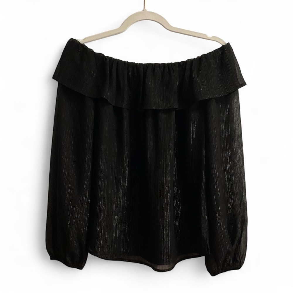 White House Black Market Shimmering Black Blouse
